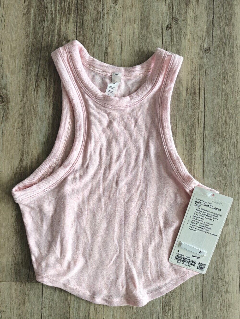 Lululemon Hold Tight Cropped Tank - Light Pink Size 4 NWT